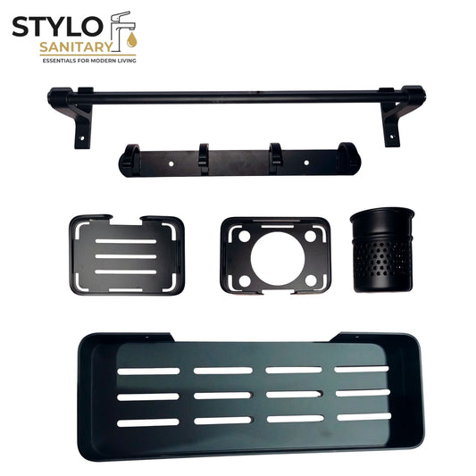 5 Piece Bathroom Accessory Set Aluminium