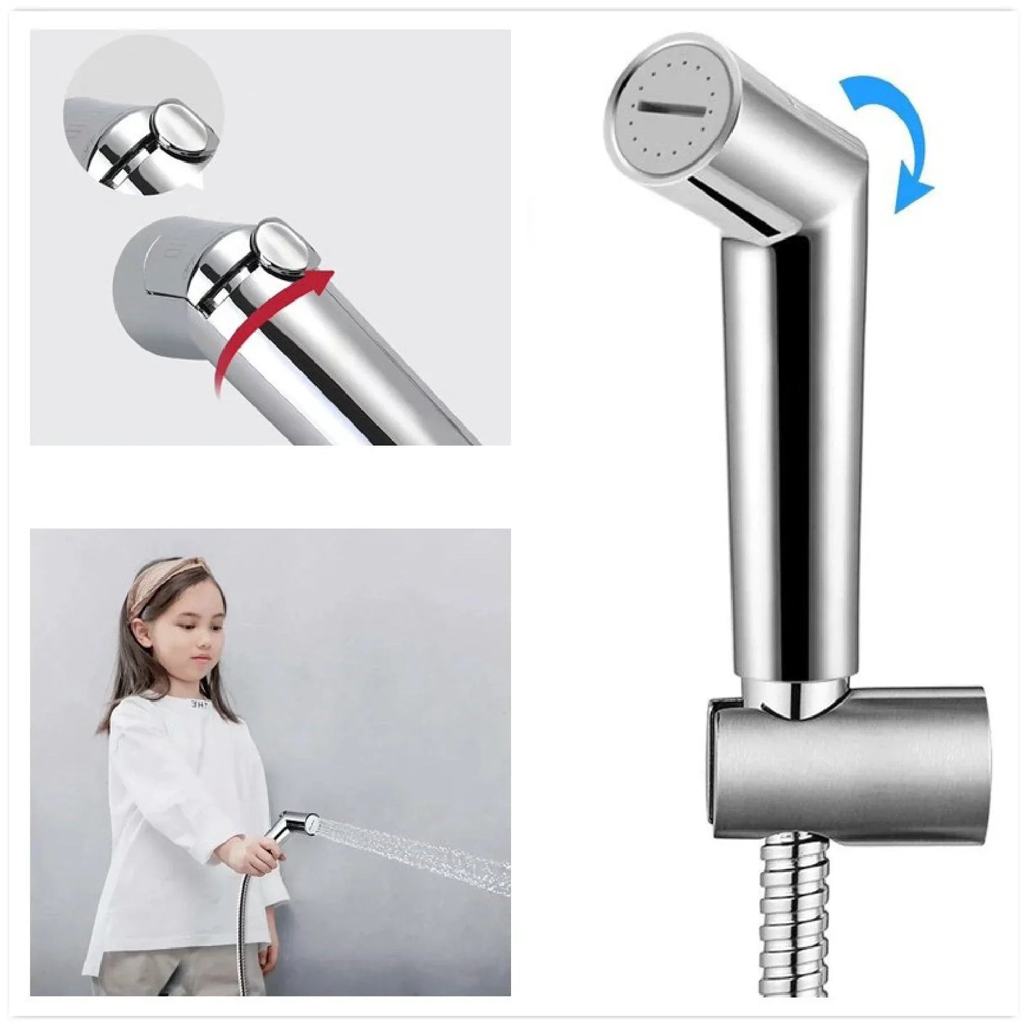 Flow Adjustable Muslim Toilet Shower - 120 cm Hose Chain