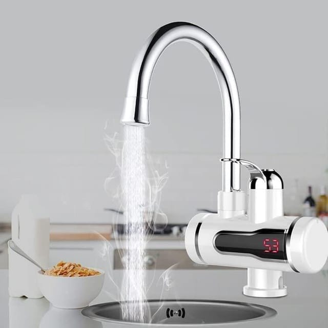 Instant Electric Hot Water Faucet Tap – Digital Display, Fast Heating, 360° Rotatable Stainless Steel Kitchen Sink Mixer