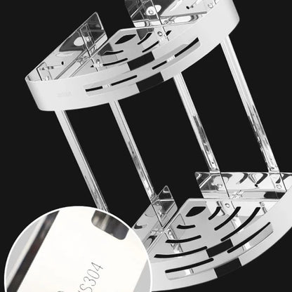 Bathroom Corner Double Shelf in Stainless Steel Silver.