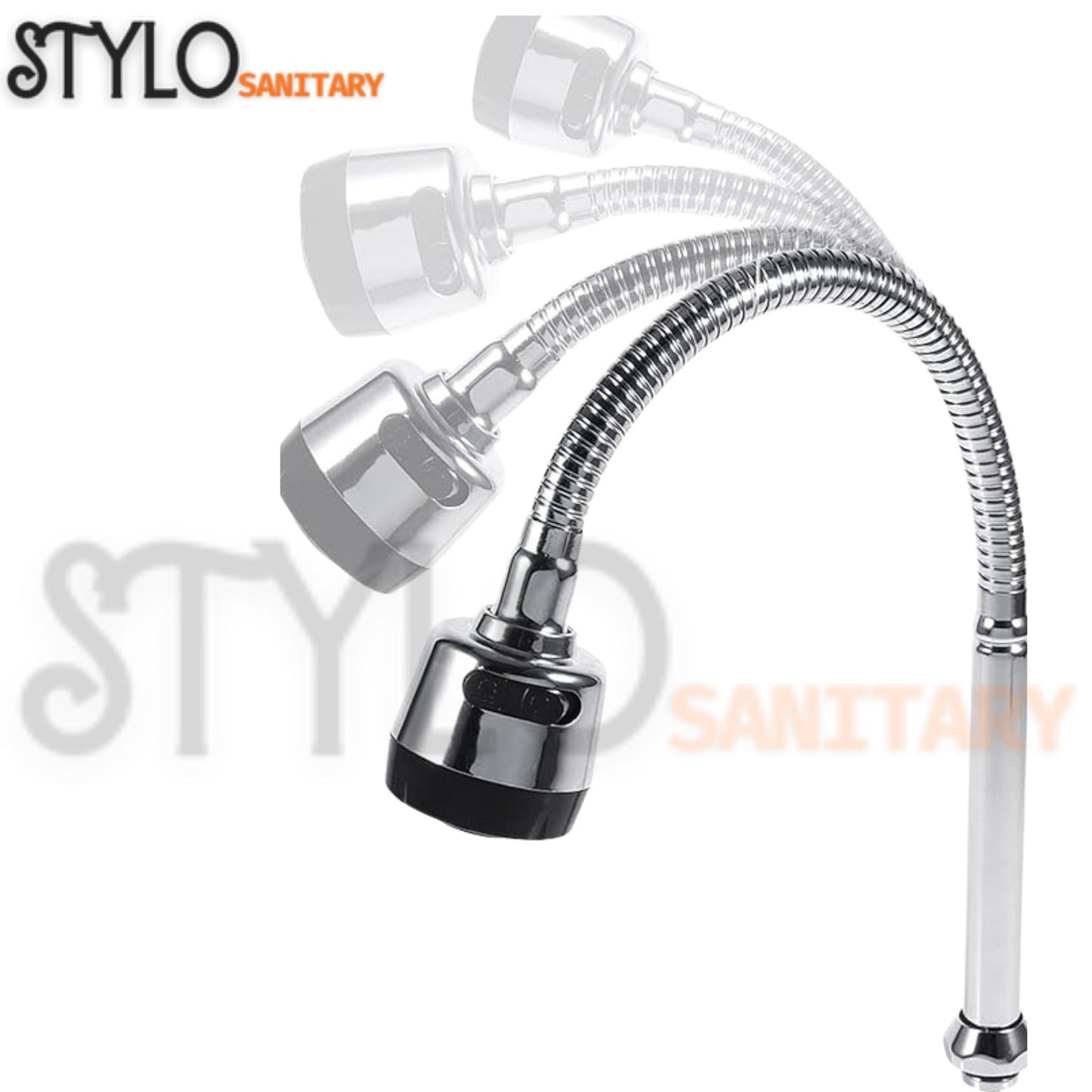 Chrome Kitchen Faucet – 360° Rotatable Sprayer, Stainless Steel Wall Mount Mixer