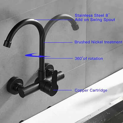 Wall-Mounted Kitchen Mixer – Hot & Cold | SUS304 Stainless Steel