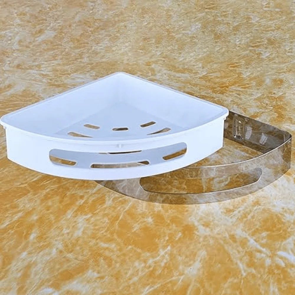 Steel Bathroom Corner With White Basket