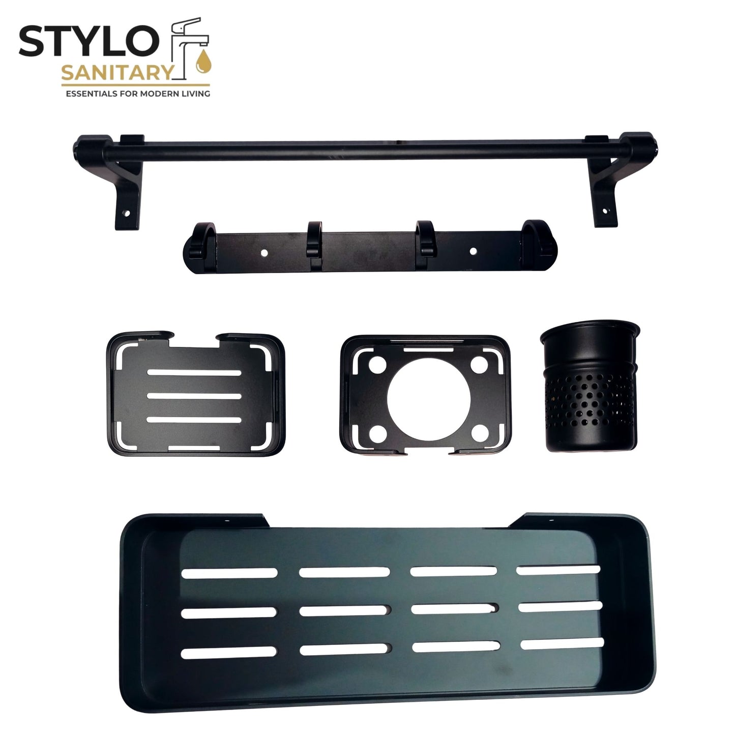 5 Piece Bathroom Accessory Set Aluminium