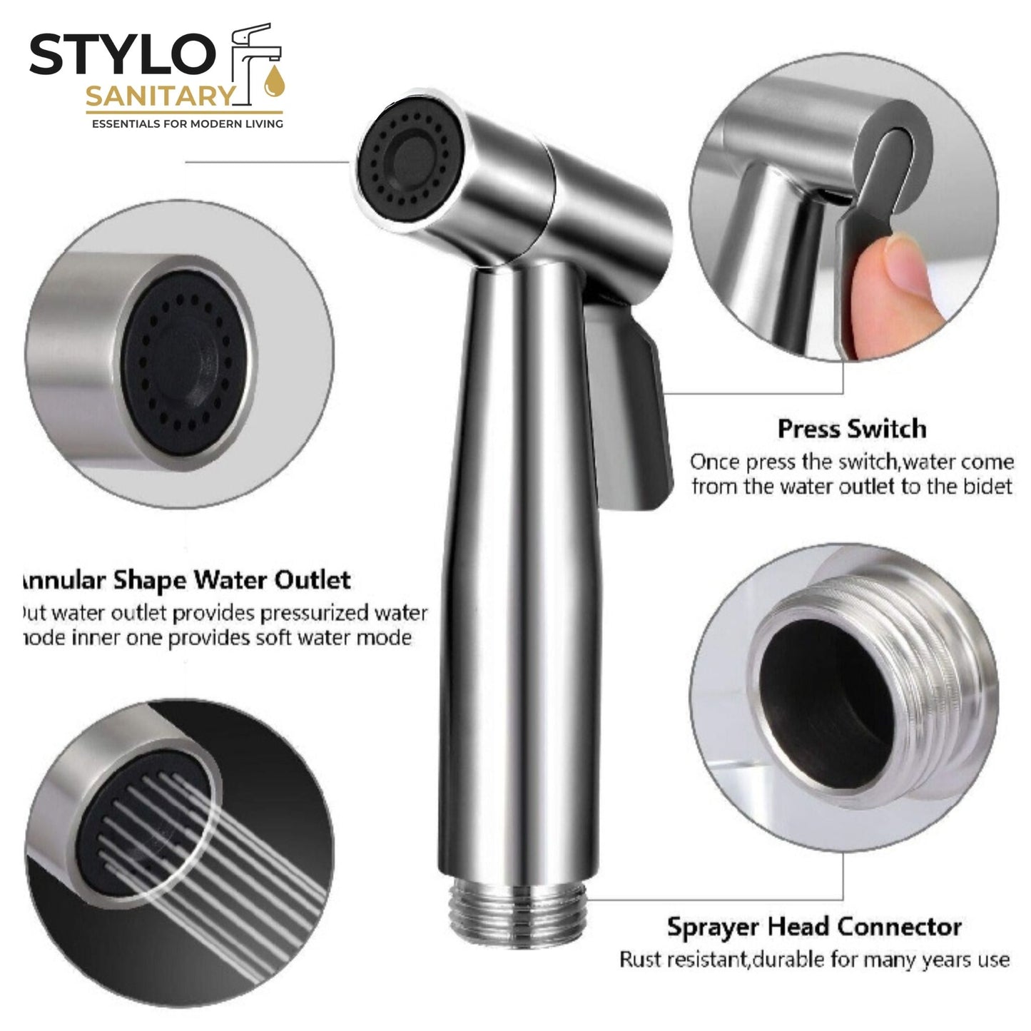 Toilet Shower Head – Stainless Steel 304 | Handheld Bidet, Head Only