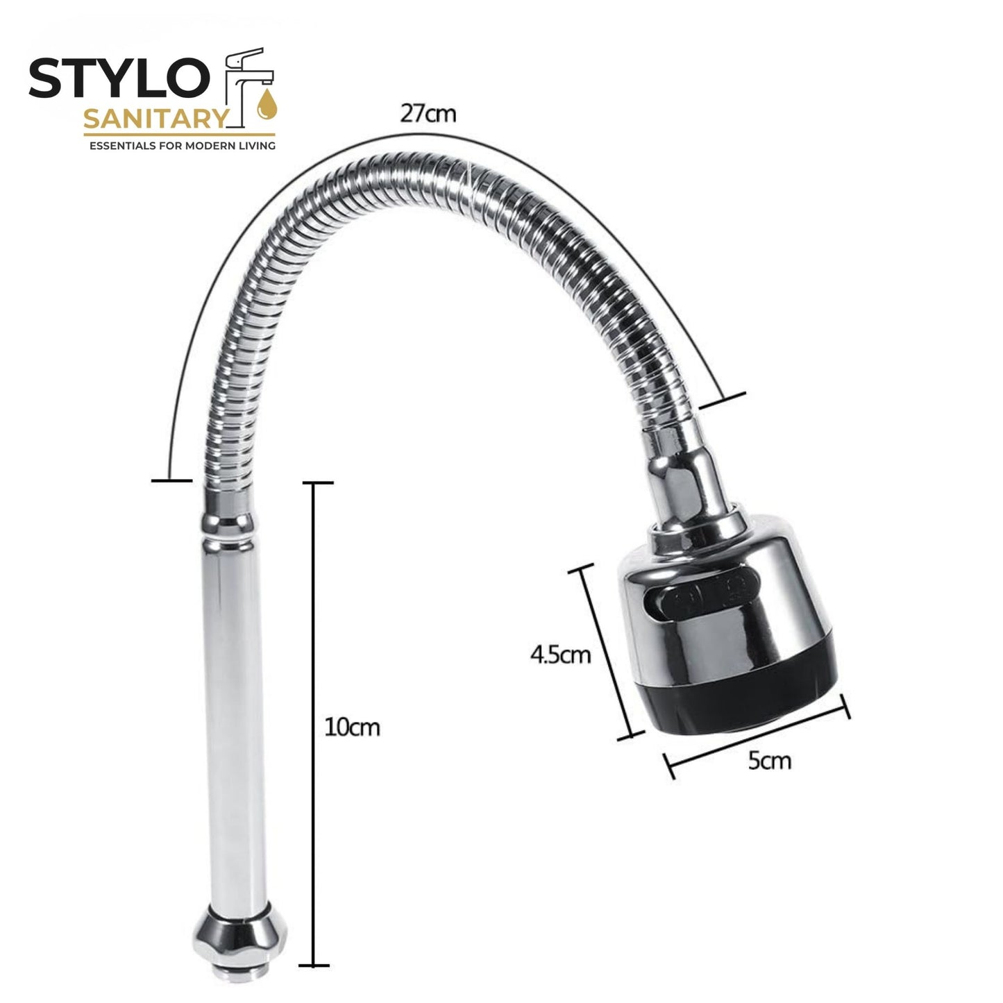 Chrome Kitchen Faucet – 360° Rotatable Sprayer, Stainless Steel Wall Mount Mixer