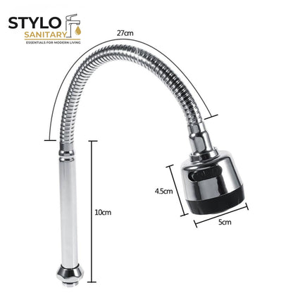 Chrome Kitchen Faucet – 360° Rotatable Sprayer, Stainless Steel Wall Mount Mixer