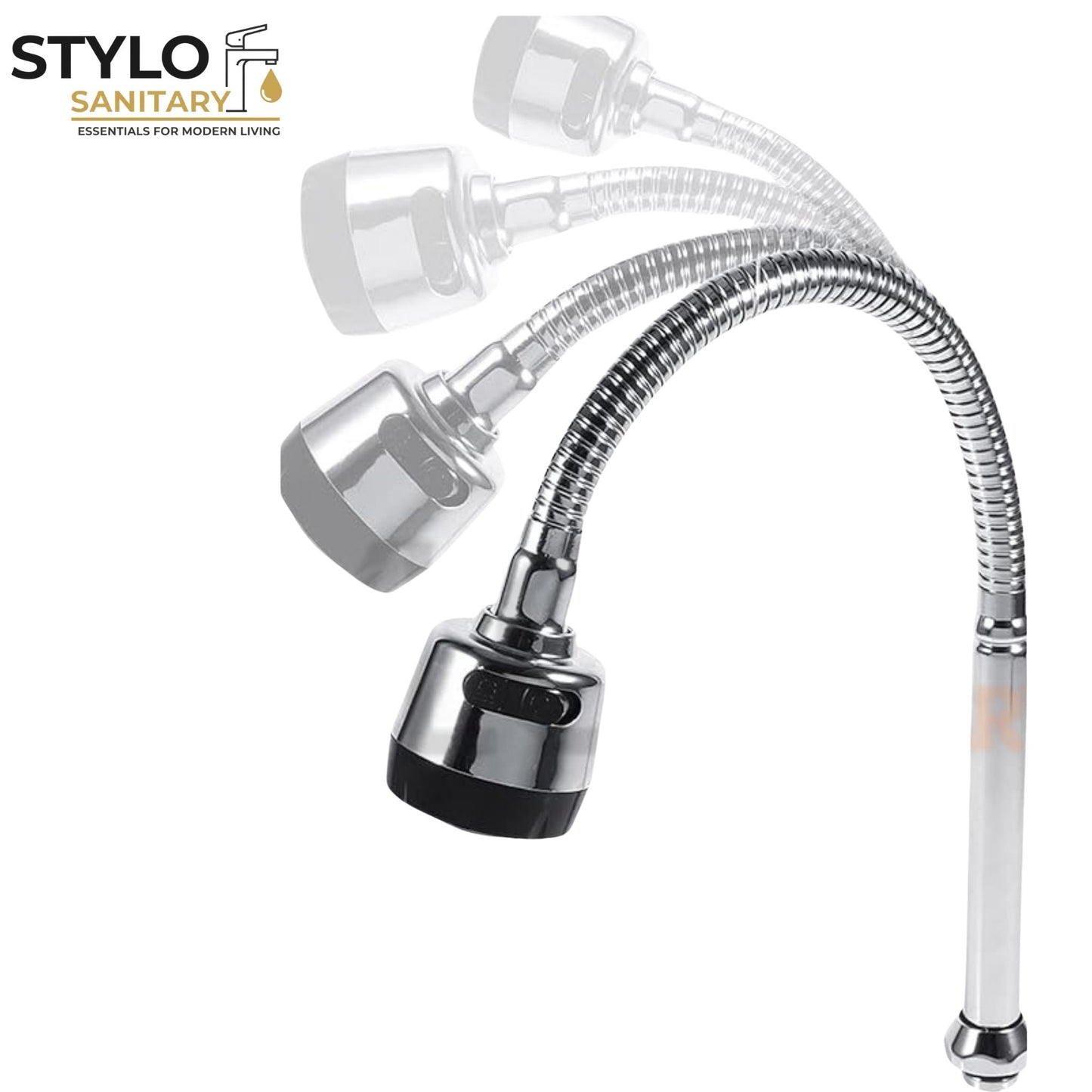Chrome Kitchen Faucet – 360° Rotatable Sprayer, Stainless Steel Wall Mount Mixer
