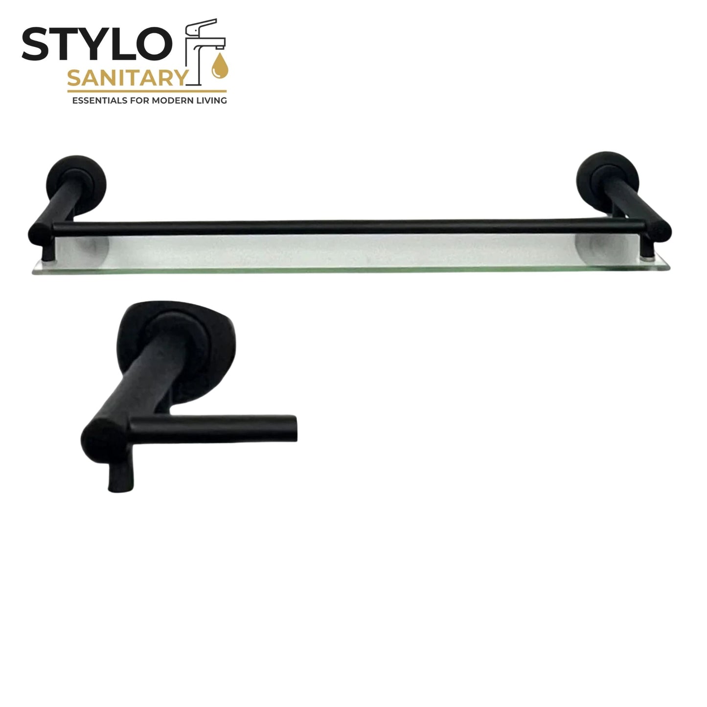 6 piece Bathroom Acessories Set-Stainless Steel-Silver & Black