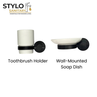 6 piece Bathroom Acessories Set-Stainless Steel-Silver & Black