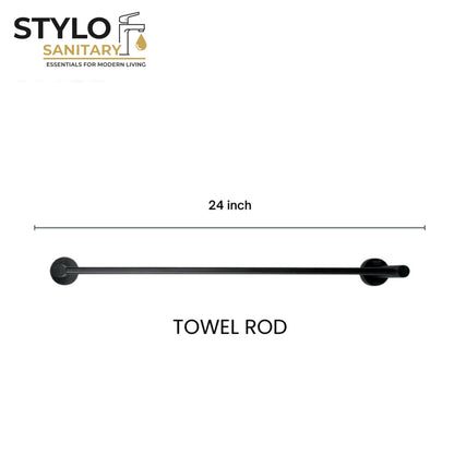 6 piece Bathroom Acessories Set-Stainless Steel-Silver & Black