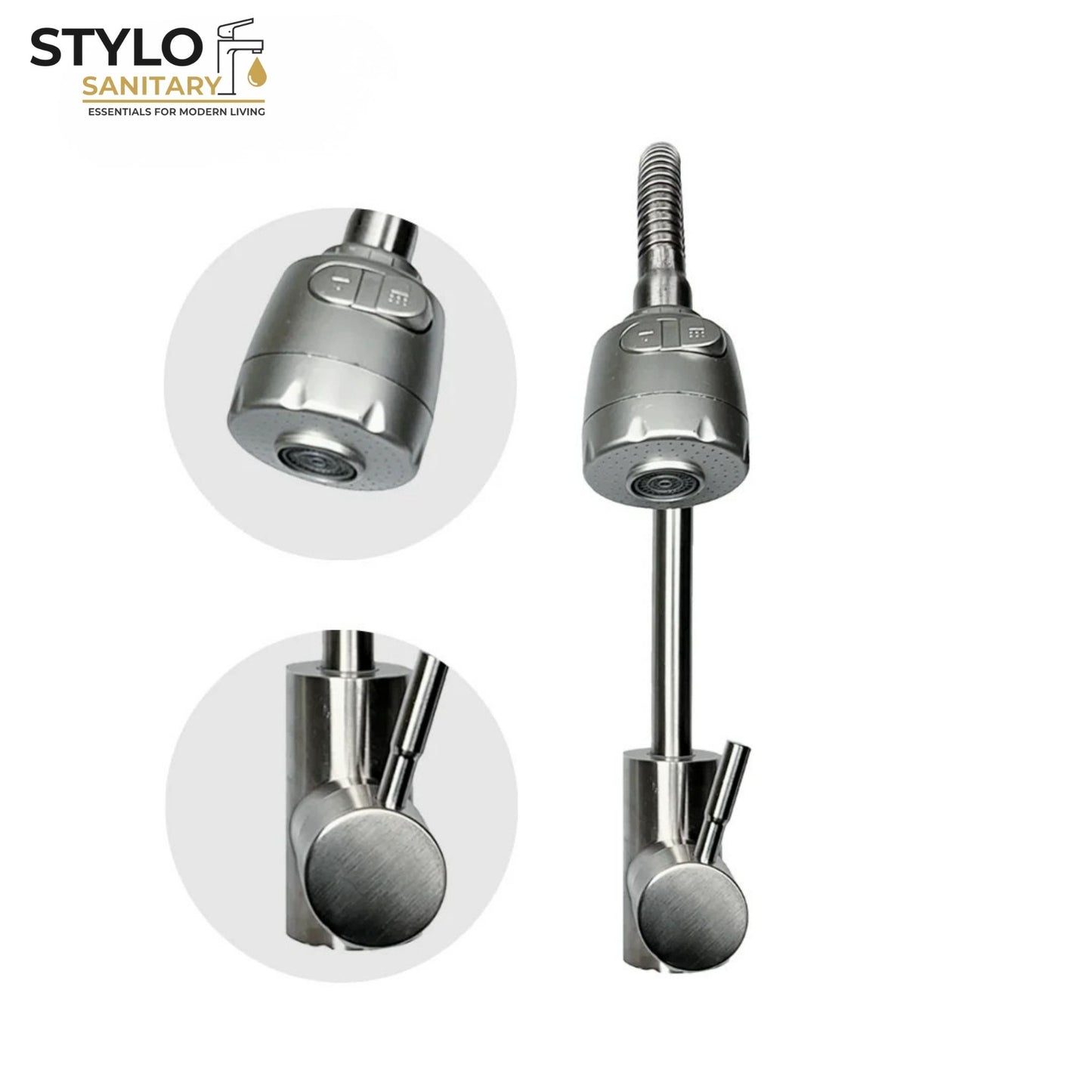 360° Movable Shower Neck Kitchen Mixer – Stainless Steel