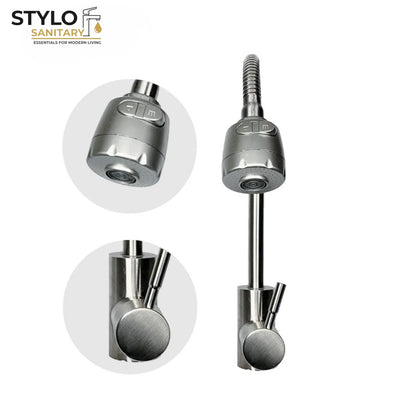360° Movable Shower Neck Kitchen Mixer – Stainless Steel