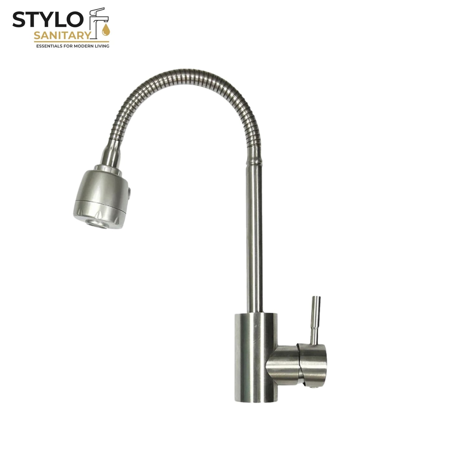 360° Movable Shower Neck Kitchen Mixer – Stainless Steel