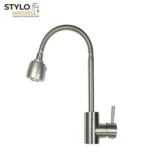 360° Movable Shower Neck Kitchen Mixer – Stainless Steel