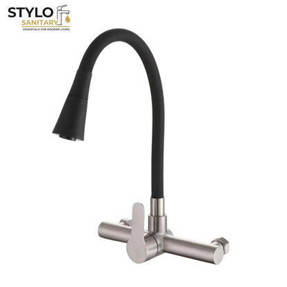Kitchen Sink Mixer Flexible Shower Neck 360° Movable Wall Mounted (Coated)