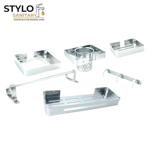 5 Piece Bathroom Accessory Set Aluminium