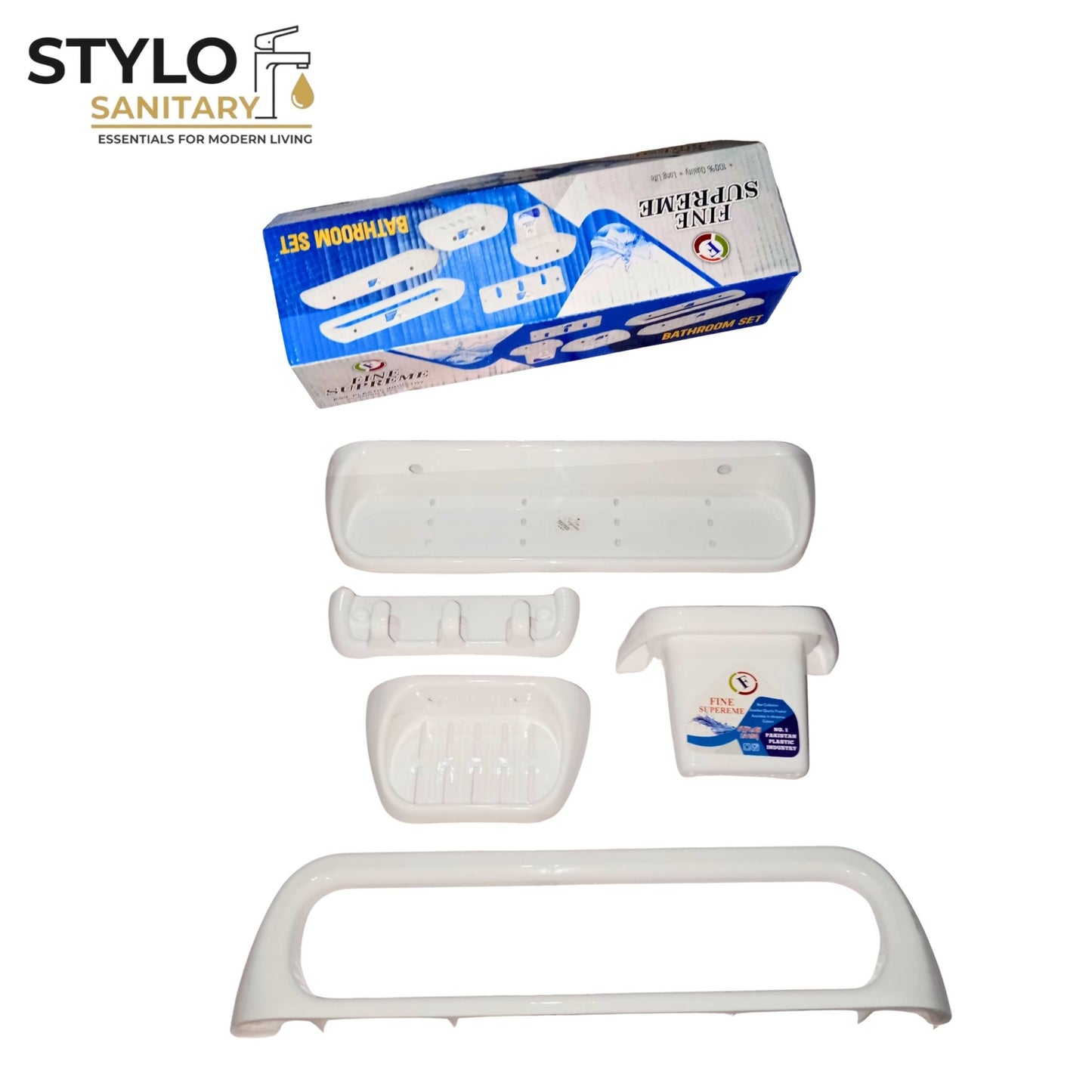 5 Piece Premium Plastic Bathroom Accessories Set