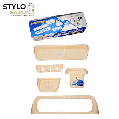 5 Piece Premium Plastic Bathroom Accessories Set
