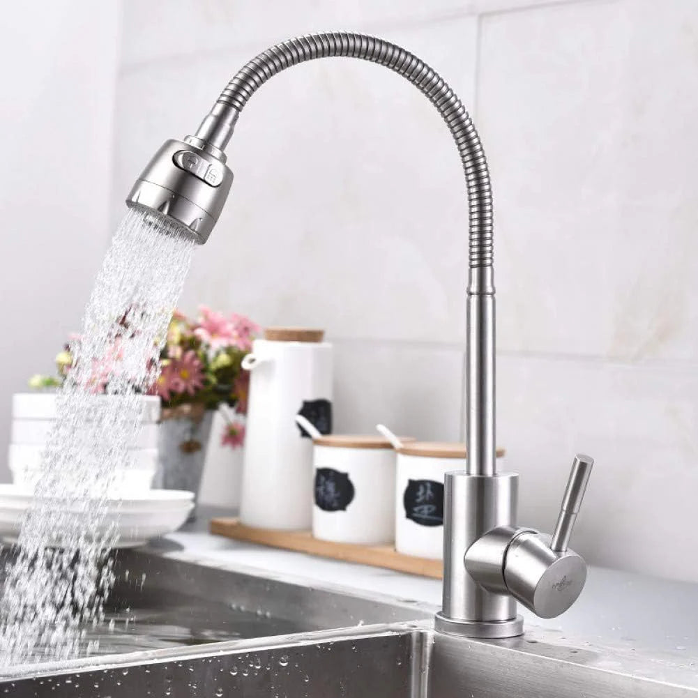 360° Movable Shower Neck Kitchen Mixer – Stainless Steel