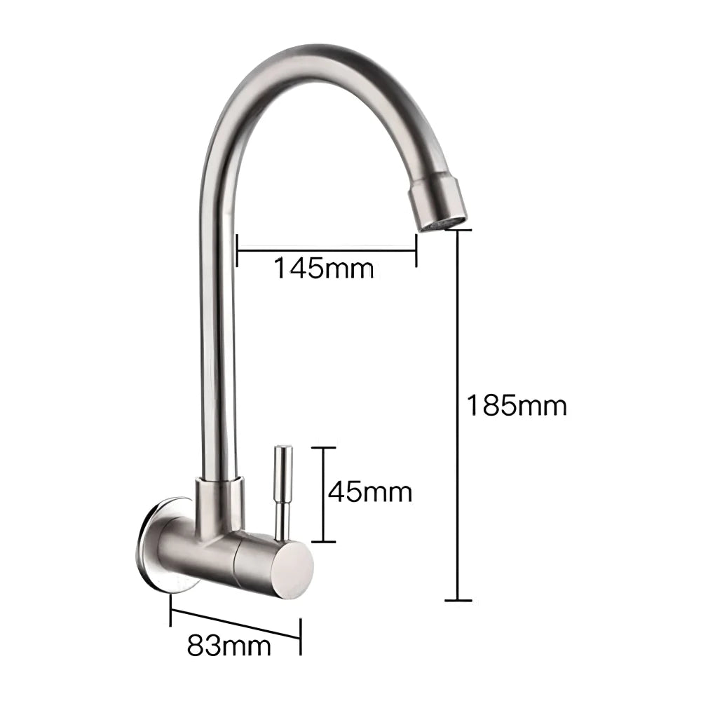 Wall Mounted Single Tap For Kitchen (Stainless steel)