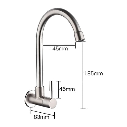 Wall Mounted Single Tap For Kitchen (Stainless steel)